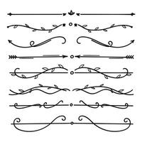 Nature floral vine line divider hand drawn for text layout separator decoration element collection. vector
