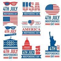 Banners of america independence day collection. labels at 4 july. vector