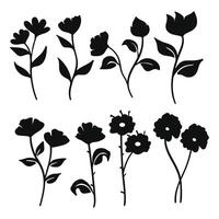 Botanical Silhouette Flowers Blossom Vintage Collection vector