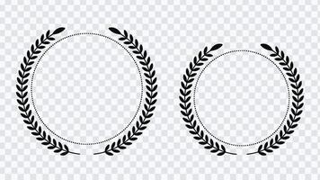 A set of branches with leaves in different variations. Round award of laurel wreaths. Illustration vector