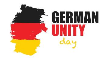 German Unity Day Greeting with Brush Painted Map and Flag Illustration vector
