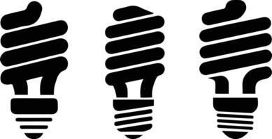 Energy Saving Light Bulb Icons set Silhouette. vector