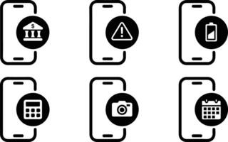 Mobile App Icons Collection Silhouette. vector