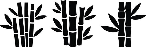 Bamboo Icons Set Bamboo Silhouette with Leaves Design. vector
