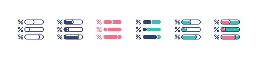 score progress bar percentage icon set statistics test result percent chart illustration template design vector