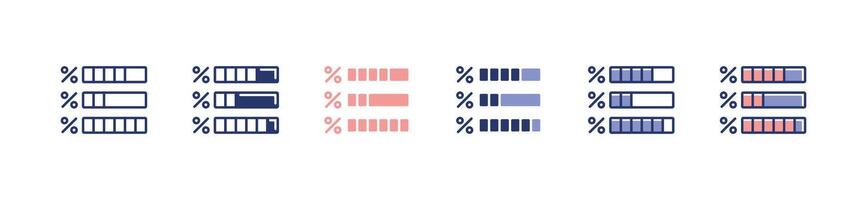 simple progress bar percentage icon set business evaluation statistics result presentation percent grade signs illustration vector