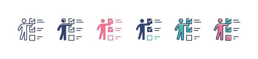simple people with check list icon set business plan select checkbox task evaluation signs illustration for web and app vector