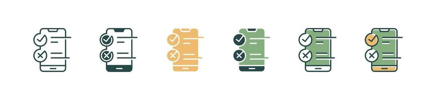 simple mobile multiple choice checklist icon set evaluation exam questionnaire check mark illustration for web and app vector