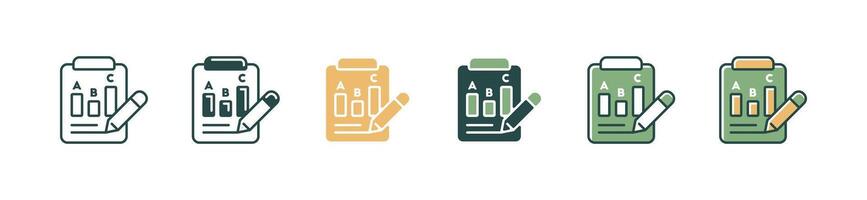 school exam score clipboard with pencil icon set business statistic chart bar presentation test result signs illustration for web and app vector
