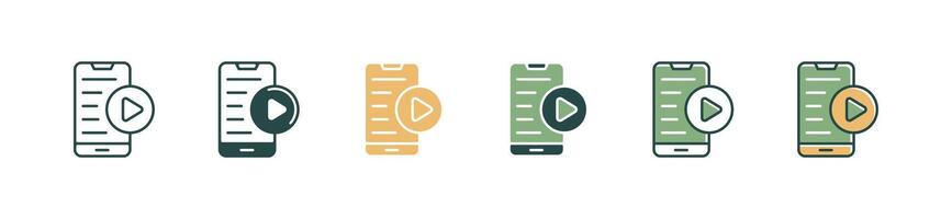 online book mobile icon digital course play reading study watching phone business e-learning signs illustration for web and app vector