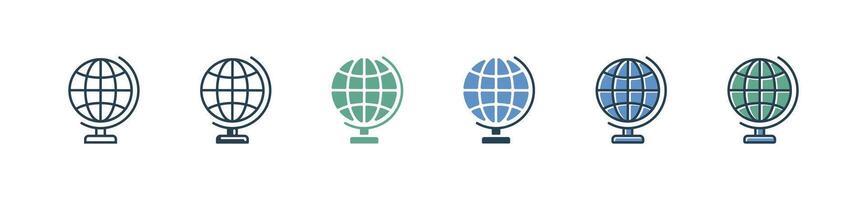 simple school globe earth map icon set education learning planet earth geography study with spin globe signs illustration for web and app vector