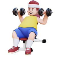 3D Plus Size Overweight big man Incline Bench Dumbbell Chest Press Exercise png