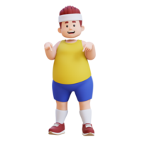 3D plus size overweight big man pointing to bottom png