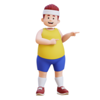 3D plus size overweight big man pointing to side png