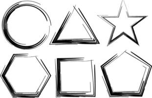 Rough Grunge Sketch Geometric Frames Design Set vector