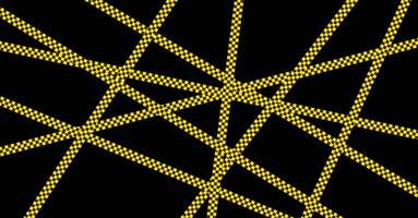 Yellow Checked Tape Intersecting Lines Black Background vector