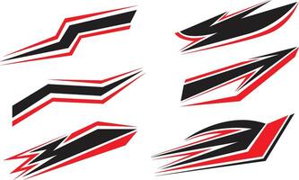 Red and Black Racing Stripe Decal Design Set vector