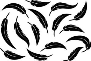 Black Feather Silhouette Design Elements Set vector