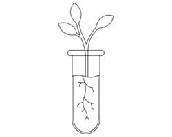 Simple illustration of a plant growing inside a test tube laboratory concept vector