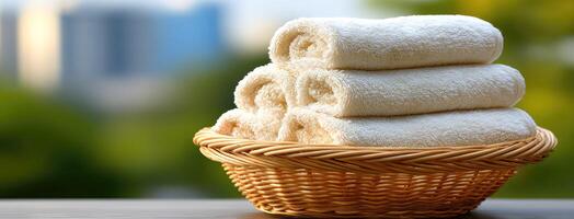 A basket with three towels in it photo