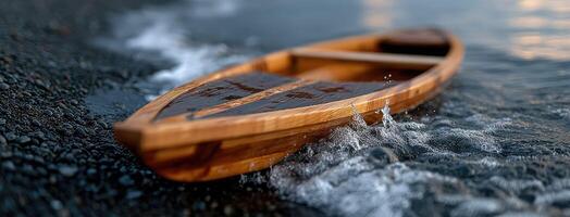 A wooden boat on the water photo