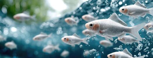 Fish swimming in the water with bubbles photo