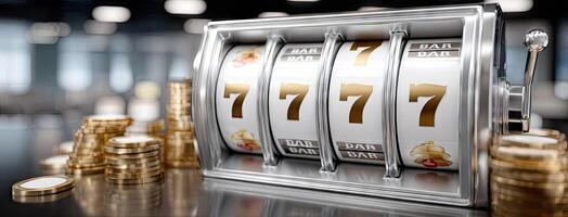 A slot machine with sevens on it photo