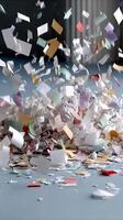 A pile of papers and a pile of papers photo