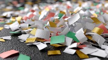 Confetti on a black surface photo