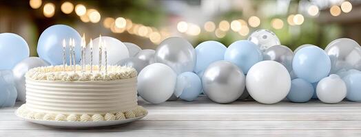 A cake with candles on top of it photo