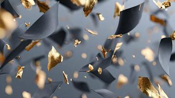Golden confetti falling from the sky photo
