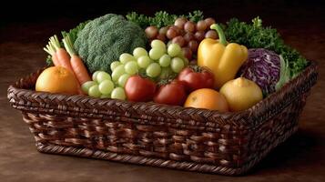A basket of fruits and vegetables photo