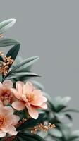 A bunch of pink flowers are on a gray background photo
