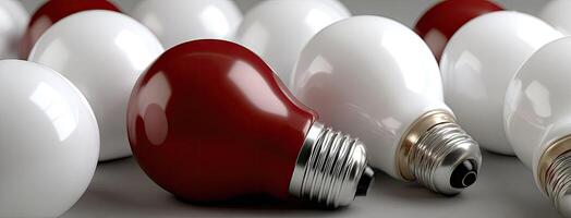 Many light bulbs with red and white bulbs photo