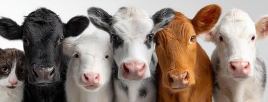 A group of cows and a cat standing together photo