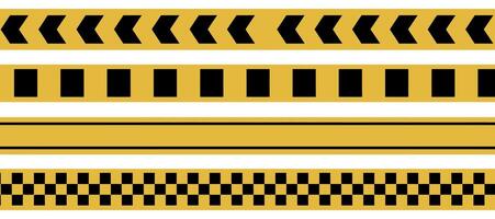 Yellow caution tape with various patterns vector