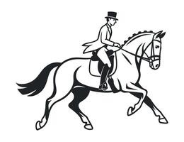 Elegant Equestrian Rider in Formal Attire on a Horse in Equestrian Sport vector