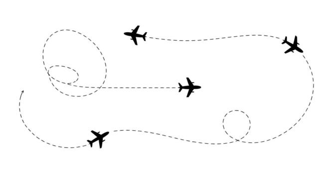 Airplane Flight Paths with Dashed Line vector