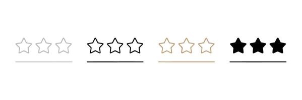 Three Star Rating Icons in Various Colors and Styles Multiple three star rating icons different shades line weights star rating rating icons three stars vector