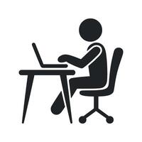 Person Working on Laptop at a Desk vector