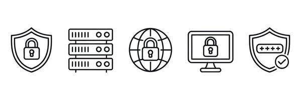 Secure Data Center Network Protection Icons vector