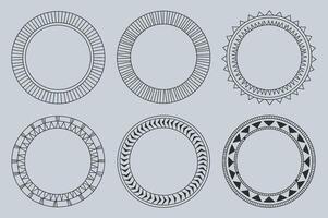Set of six decorative circular frames in various styles vector