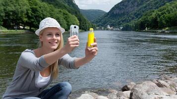 A woman taking a picture of herself photo