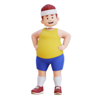 3D plus size overweight fat big man in confident pose png