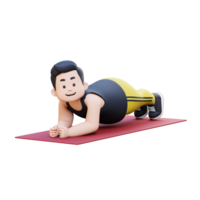 3D Plus Size Overweight obesse man Doing a Plank Exercise png