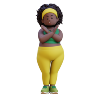 3D plus size overweight african woman in refusal pose png