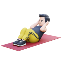 3D Plus Size Overweight obesse man Doing Sit Ups on a Mat png