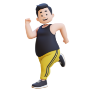 3D plus size overweight obesse man Running png