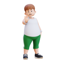 3D plus size overweight man character making a stop gesture Saying No png