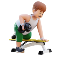 3D Plus Size Overweight Man character Doing Dumbbell Rows png